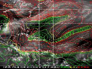 Météo tropicale : Carte des vents de cisaillement.