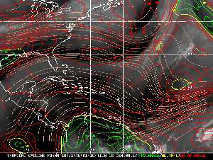 Météo tropicale : Carte des vents de cisaillement.