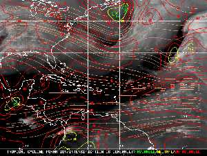 Météo tropicale : Carte des vents de cisaillement.