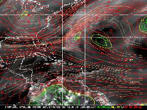 Météo tropicale : Carte des vents de cisaillement.