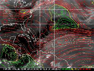 Météo tropicale : Carte des vents de cisaillement.