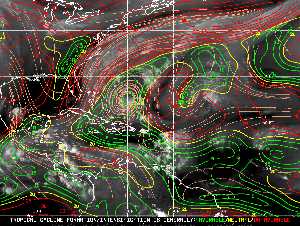 Météo tropicale : Carte des vents de cisaillement.