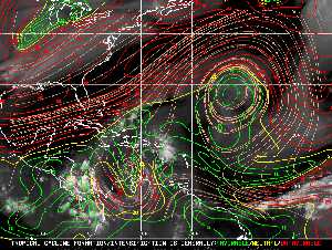 Météo tropicale : Carte des vents de cisaillement.