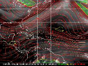 Météo tropicale : Carte des vents de cisaillement.