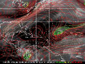 Météo tropicale : Carte des vents de cisaillement.