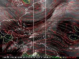 Météo tropicale : Carte des vents de cisaillement.