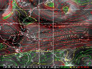 Météo tropicale : Carte des vents de cisaillement.