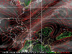 Météo tropicale : Carte des vents de cisaillement.