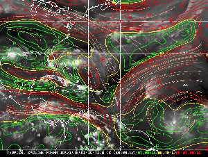 Météo tropicale : Carte des vents de cisaillement.