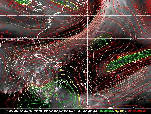Météo tropicale : Carte des vents de cisaillement.