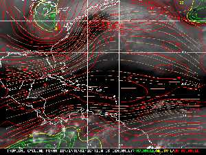 Météo tropicale : Carte des vents de cisaillement.