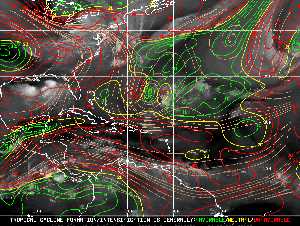 Météo tropicale : Carte des vents de cisaillement.