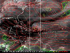 Météo tropicale : Carte des vents de cisaillement.