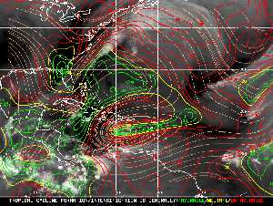 Météo tropicale : Carte des vents de cisaillement.