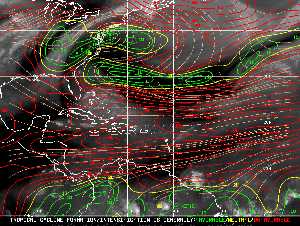 Météo tropicale : Carte des vents de cisaillement.