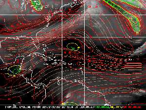 Météo tropicale : Carte des vents de cisaillement.
