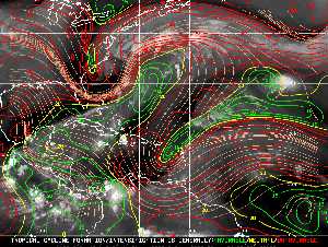 Météo tropicale : Carte des vents de cisaillement.