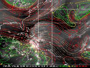 Météo tropicale : Carte des vents de cisaillement.