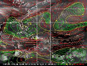 Météo tropicale : Carte des vents de cisaillement.