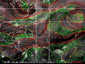 Météo tropicale : Carte des vents de cisaillement.