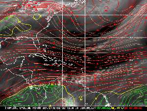 Météo tropicale : Carte des vents de cisaillement.