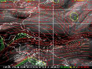 Météo tropicale : Carte des vents de cisaillement.