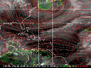 Météo tropicale : Carte des vents de cisaillement.