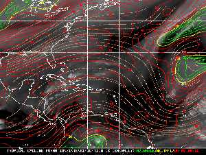 Météo tropicale : Carte des vents de cisaillement.