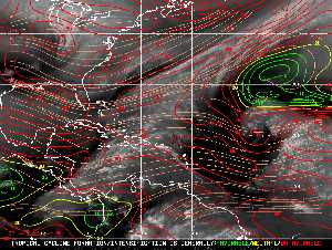 Météo tropicale : Carte des vents de cisaillement.