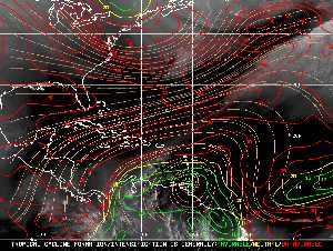 Météo tropicale : Carte des vents de cisaillement.