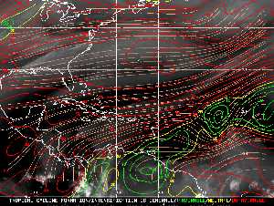 Météo tropicale : Carte des vents de cisaillement.