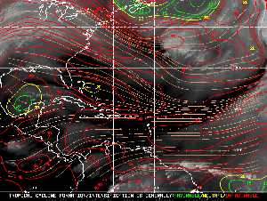 Météo tropicale : Carte des vents de cisaillement.