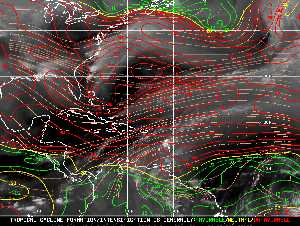 Météo tropicale : Carte des vents de cisaillement.