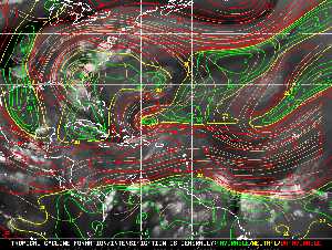 Météo tropicale : Carte des vents de cisaillement.