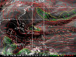 Météo tropicale : Carte des vents de cisaillement.