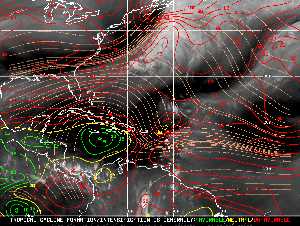 Météo tropicale : Carte des vents de cisaillement.