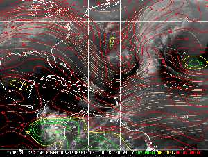 Météo tropicale : Carte des vents de cisaillement.