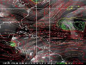 Météo tropicale : Carte des vents de cisaillement.