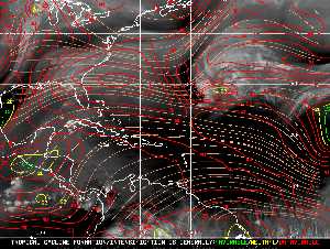 Météo tropicale : Carte des vents de cisaillement.