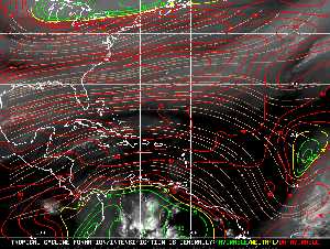 Météo tropicale : Carte des vents de cisaillement.