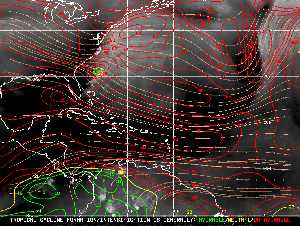 Météo tropicale : Carte des vents de cisaillement.