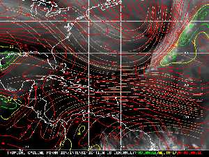 Météo tropicale : Carte des vents de cisaillement.
