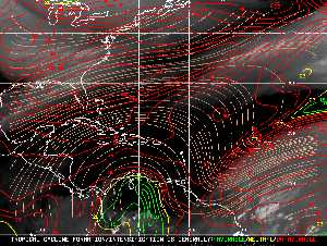 Météo tropicale : Carte des vents de cisaillement.