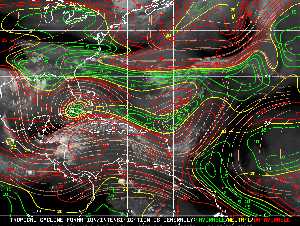 Météo tropicale : Carte des vents de cisaillement.