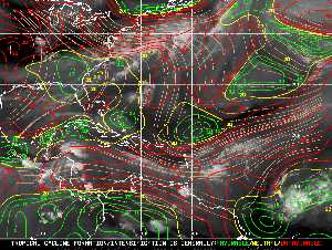 Météo tropicale : Carte des vents de cisaillement.