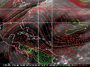 Météo tropicale : Carte des vents de cisaillement.