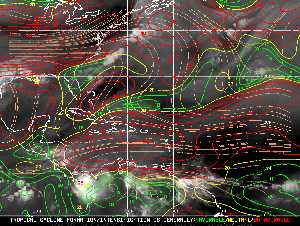 Météo tropicale : Carte des vents de cisaillement.