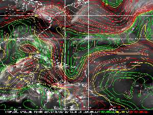 Météo tropicale : Carte des vents de cisaillement.