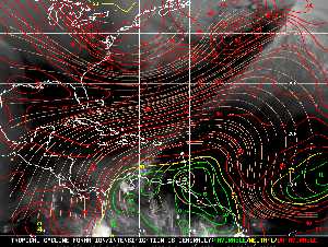 Météo tropicale : Carte des vents de cisaillement.