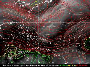 Météo tropicale : Carte des vents de cisaillement.